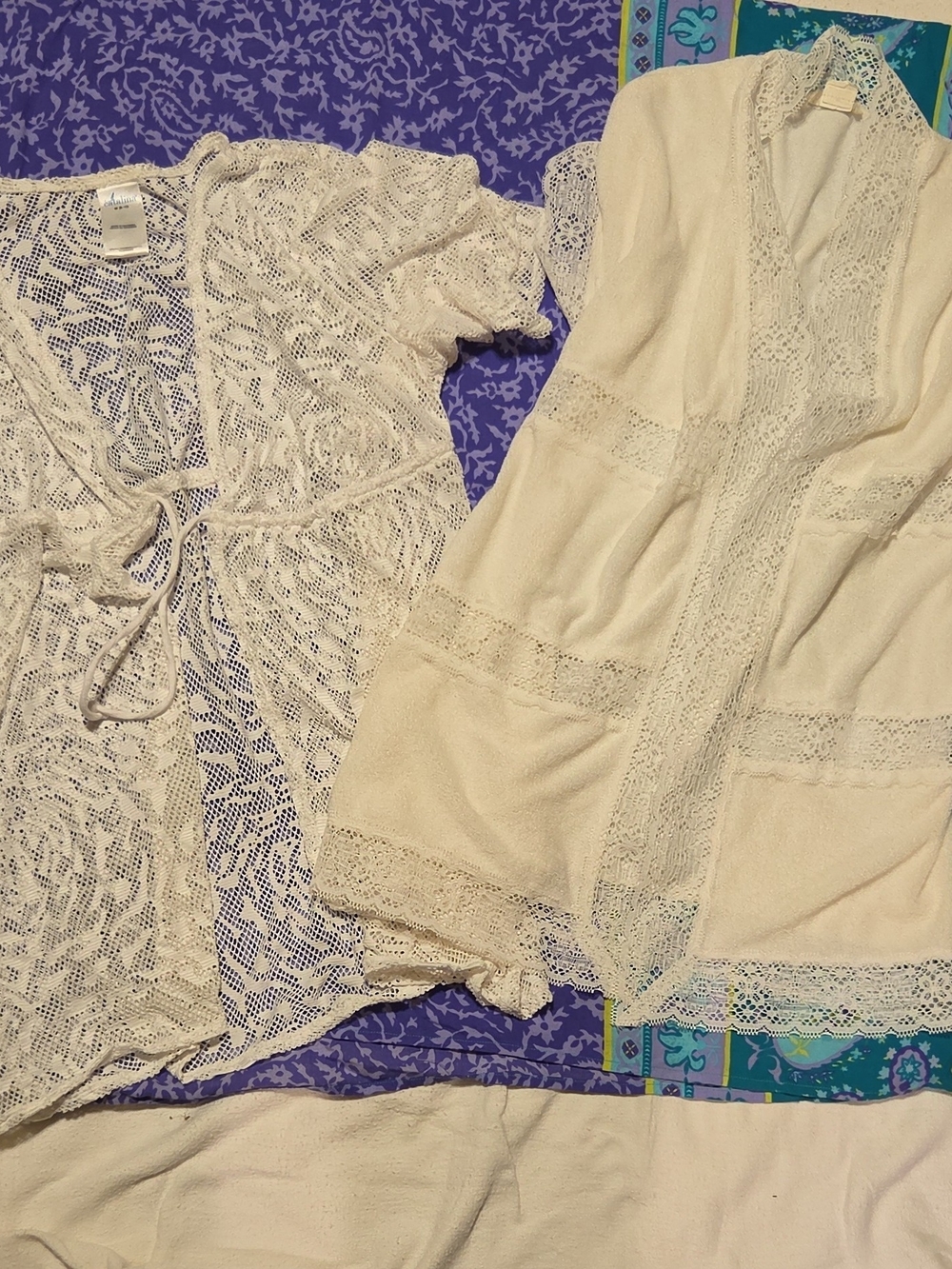 Catalina White Lace Crochet, Terry Swim Coverups, Multi Colored Sarong Set